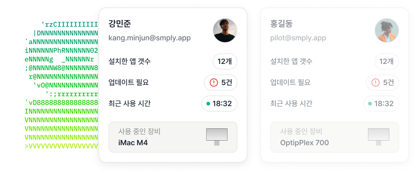 직원별 소프트웨어 사용량 카드